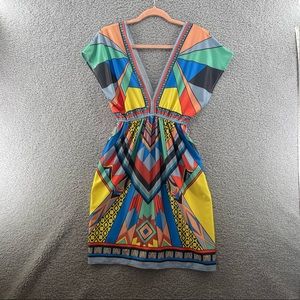 Flying Tomato Multi Color Neon Deep V Neckline Dress